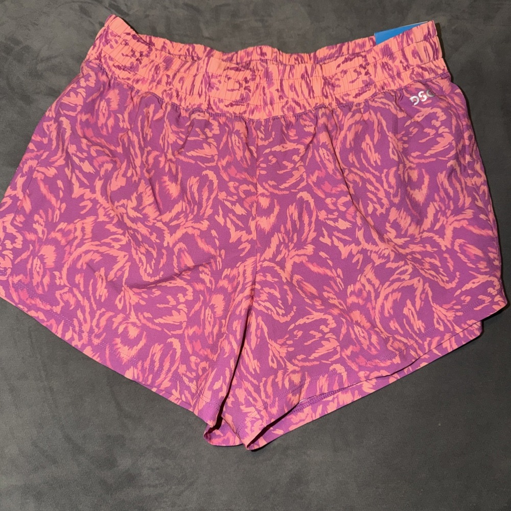 DSG Shorts Girls Large 14 Butterfly Magenta Mid-Rise Stride Built in Brief NEW